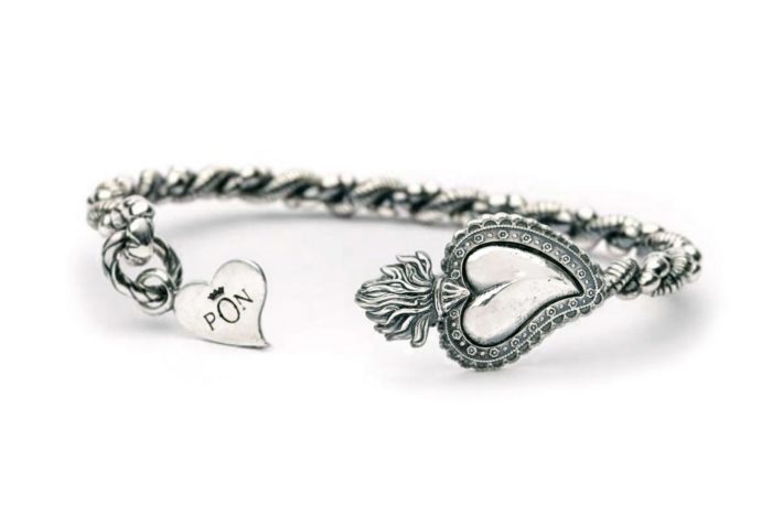 Portonovo Bracciale in Fusione Cuore Sacro - Bracciale Rigido - Donna