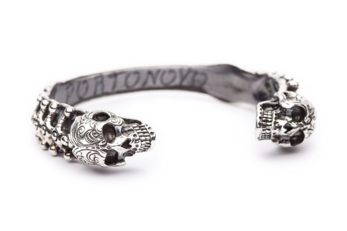 Portonovo Bracciale in Fusione Teschio - Bracciale Rigido - Uomo