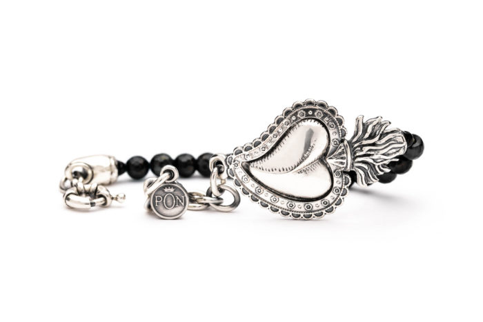 Portonovo Cuore Sacro Nero Latino - Castone Cuore - Giro Singolo - Donna